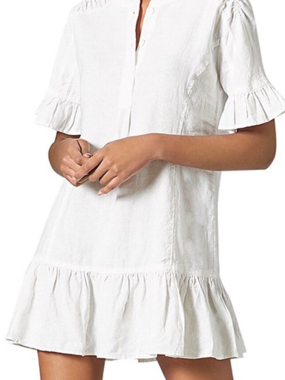 Joie White Ruffle-Hem Mini Dress